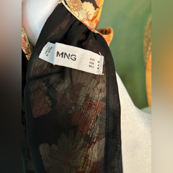 Mango Orange Toned Floral Flower Hippie High Neck Maxi Dress - Picture 6 of 6